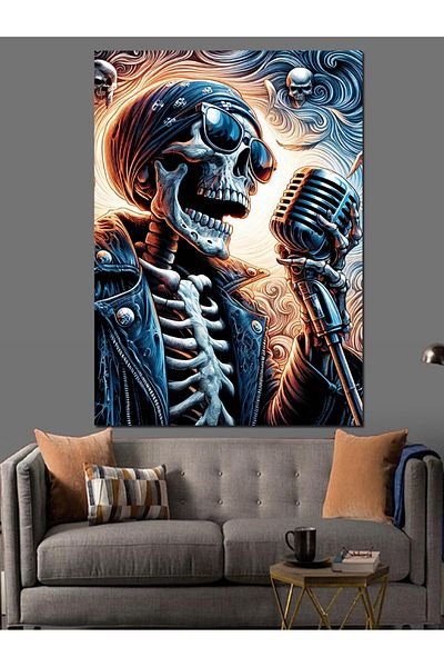 Tablomega Pânză decorativă Rocker Skeleton cu Microfon - Lemn MDF