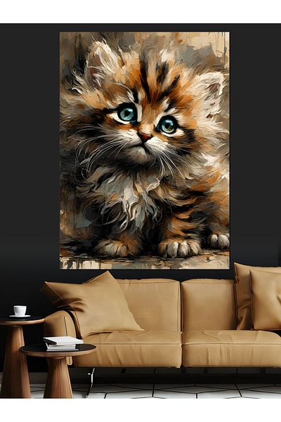 Tablomega Furry Kitten Decorative Canvas - Mdf Wooden Painting
