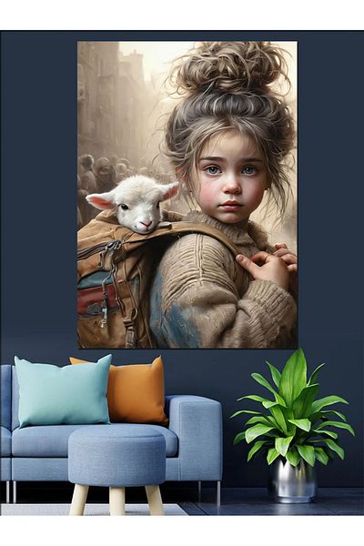 Tablomega Little Girl Decorative Canvas - Mdf Wooden Painting