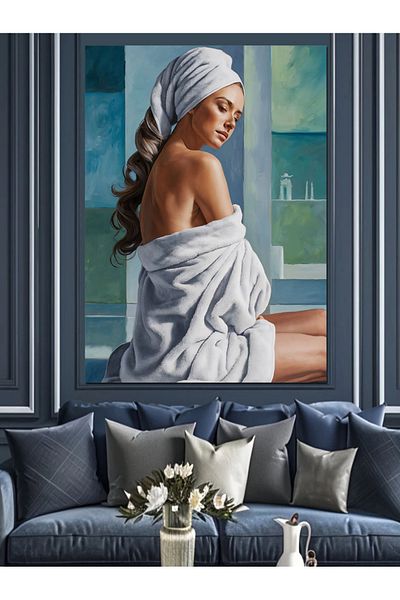 Tablomega Woman Decorative Canvas in the Bathroom - Mdf Wooden Painting