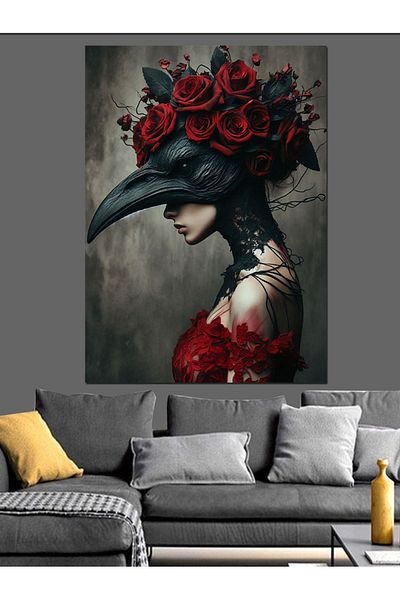 Tablomega Pânză decorativă pentru femei cu coroană de flori - Lemn MDF