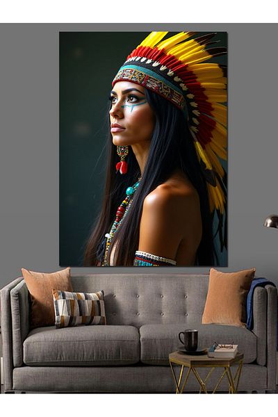 Tablomega Native American Woman Portrait Decorative Canvas - Mdf Wooden Painting