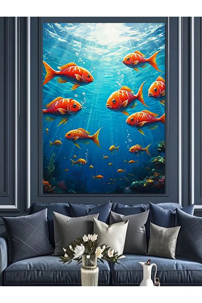 Tablomega Aquarium Fish Decorative Canvas - Mdf Wooden Painting