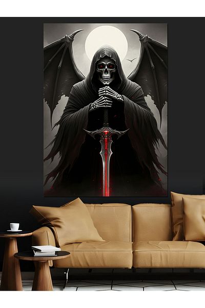 Tablomega Winged Grim Reaper Decorative Canvas - Mdf Wooden Painting