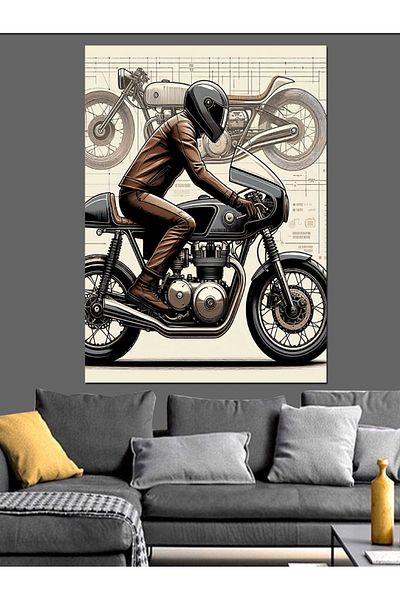 Tablomega Biker Man Decorative Canvas - Mdf Wooden Painting