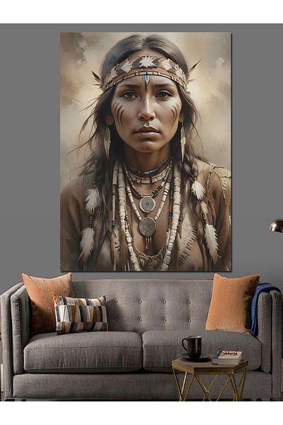 Tablomega Native American Woman Portrait Decorative Canvas - Mdf Wooden Painting