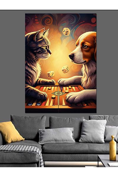 Tablomega Animale care joacă șah Pânză decorativă - Lemn MDF