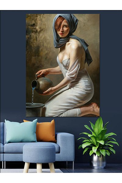 Tablomega Woman Washing Laundry Decorative Canvas - Mdf Wooden Painting