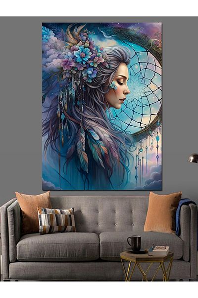 Tablomega Floral Woman Decorative Canvas - Mdf Wooden Painting