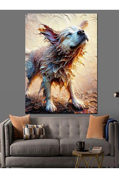 Tablomega Silkelenen Dog Decorative Canvas - Mdf Wooden Painting