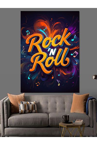 Tablomega Rock'N Roll Art Text Decorative Canvas - Mdf Wooden Painting
