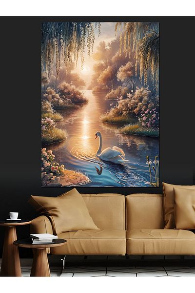 Tablomega Waterfall Landscape Decorative Canvas - Mdf Wooden Table