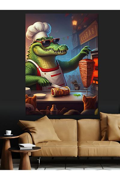 Tablomega Pânză Decorativă Chef Crocodil - Lemn MDF