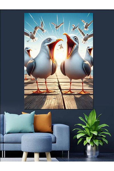 Tablomega Pânză decorativă Screaming Seagulls - Lemn MDF