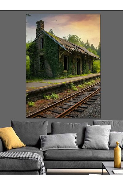 Tablomega Old Railway Station Decorative Canvas - Mdf Wooden Painting