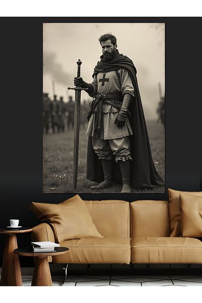 Tablomega Medieval Warrior Decorative Canvas - Mdf Wooden Painting
