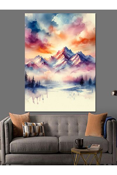 Tablomega Winter Landscape Decorative Canvas with Mountain View - Mdf Wooden Painting