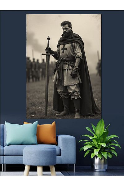 Tablomega Medieval Warrior Decorative Canvas - Mdf Wooden Painting