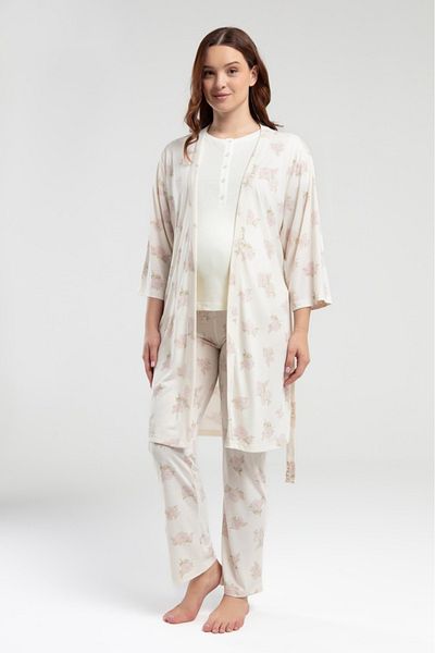Pierre Cardin Set de pijamale din țesătură din jerseu de maternitate pentru femei, bluză, 3 piese