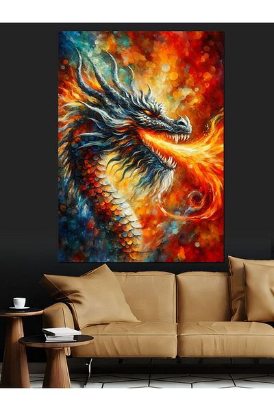 Tablomega Pânză decorativă Dragonul Focului - Lemn MDF