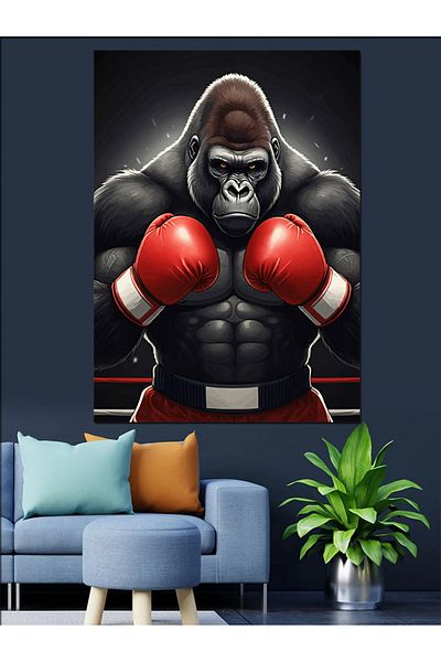 Tablomega Boxer Gorilla Decorative Canvas - Mdf Wooden Painting