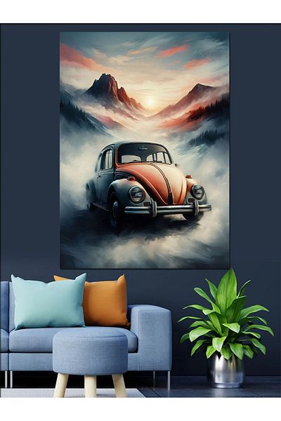 Tablomega Vosvos Decorative Canvas on Mountain Landscape - Mdf Wooden Table