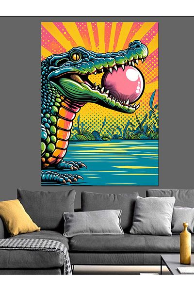 Tablomega Chewing Gum Crocodile Decorative Canvas - Mdf Wooden Painting
