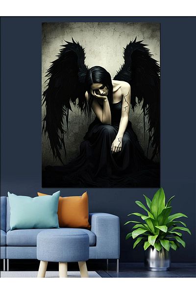 Tablomega Pânză decorativă Black Angel - Lemn MDF