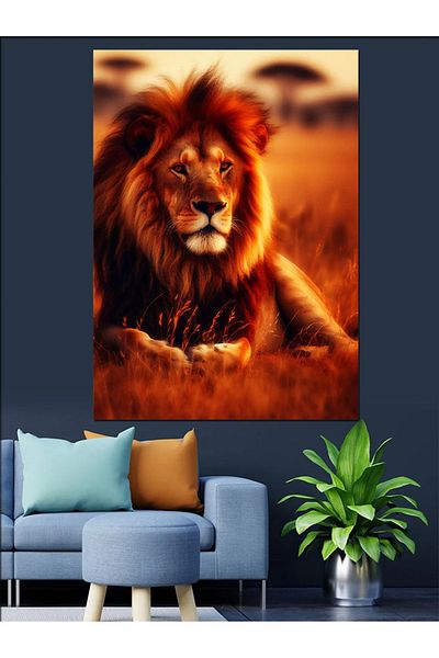 Tablomega Lion Portrait Decorative Canvas - Mdf Wooden Painting