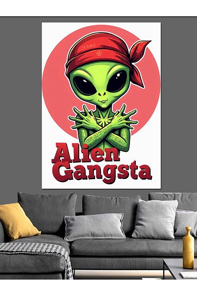 Tablomega Pânză decorativă Alien Gangster - Lemn MDF