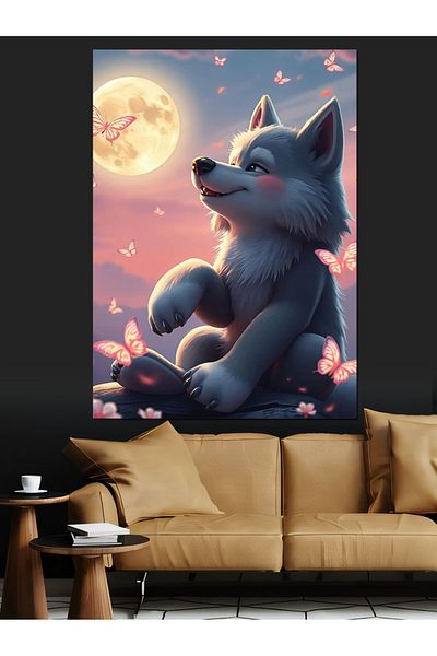 Tablomega Lupul zâmbitor Canvas decorativ - Lemn MDF