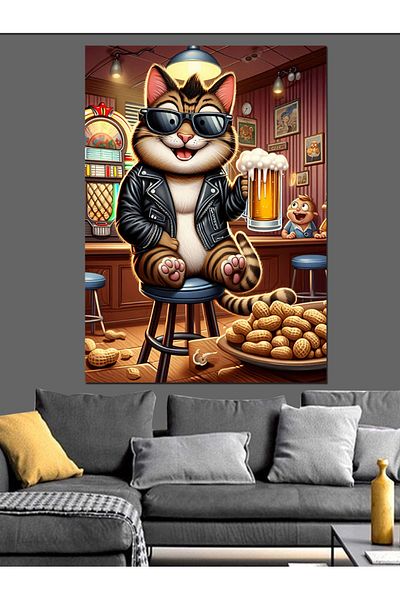 Tablomega Pânză decorativă Barista Cat - Lemn MDF