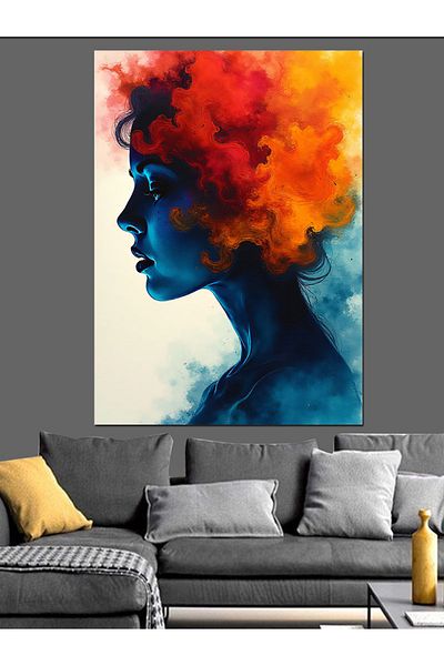 Tablomega Orange Haired Profile Decorative Canvas - Mdf Wooden Table