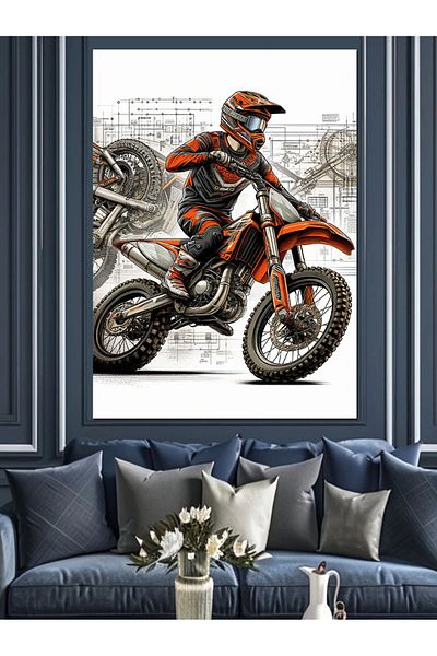 Tablomega Canvas Decorativ Racer Over The Motor - Tablou din lemn MDF