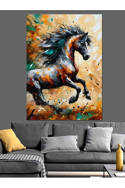 Tablomega Running Wild Horse Decorative Canvas - Mdf Wooden Painting