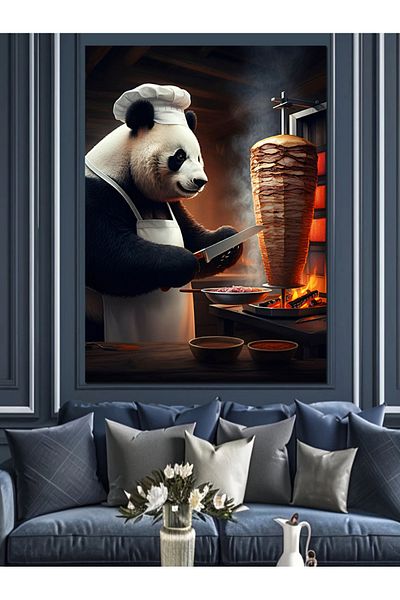 Tablomega Pânză decorativă Rotary și Panda - Lemn MDF