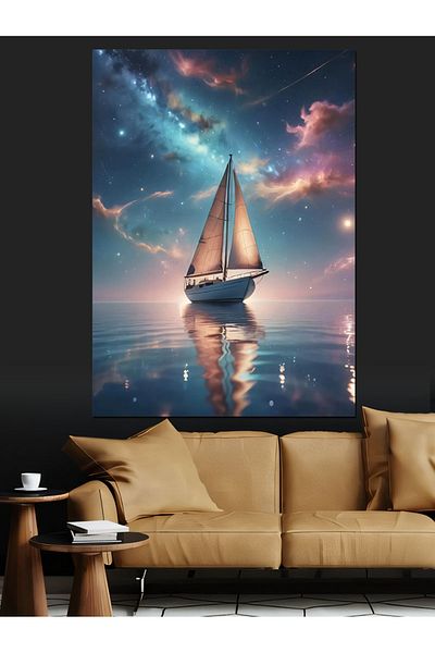 Tablomega Sailboat at Sea Decorative Canvas - Mdf Wood Table