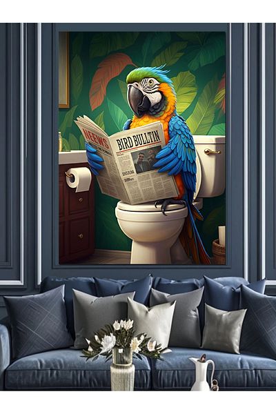 Tablomega Toilet Reader Bird Decorative Canvas - Mdf Wooden Painting