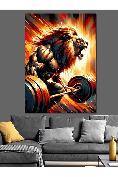 Tablomega Flaming Warrior Lion Decorative Canvas - Mdf Wooden Painting