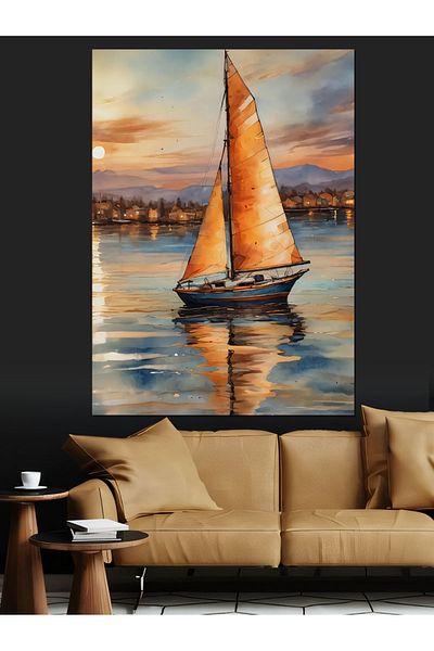 Tablomega Sailing Sunset Decorative Canvas - Mdf Wooden Painting