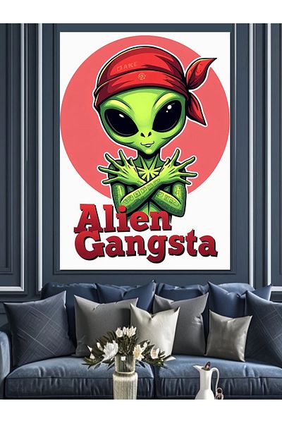 Tablomega Pânză decorativă Alien Gangster - Lemn MDF