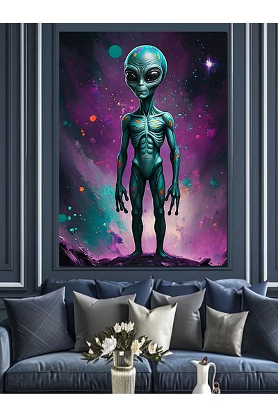 Tablomega Alien Portrait Decorative Canvas - Mdf Wooden Painting