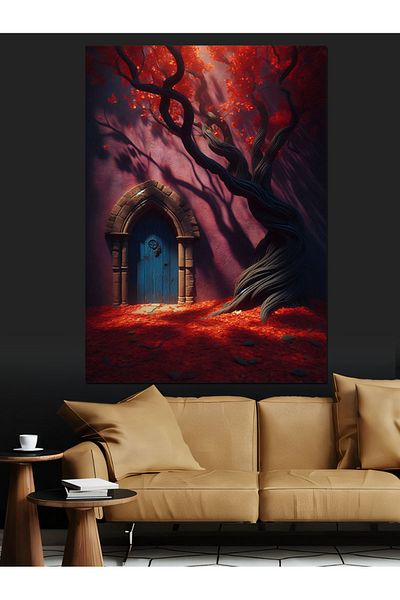 Tablomega Pânză decorativă Red Tree Road - Lemn MDF