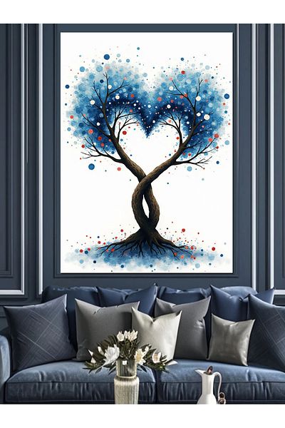 Tablomega Heart Shaped Tree Decorative Canvas - Mdf Wooden Table
