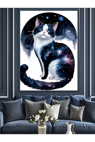Tablomega Pânză decorativă Galaxie Pisica - Lemn MDF