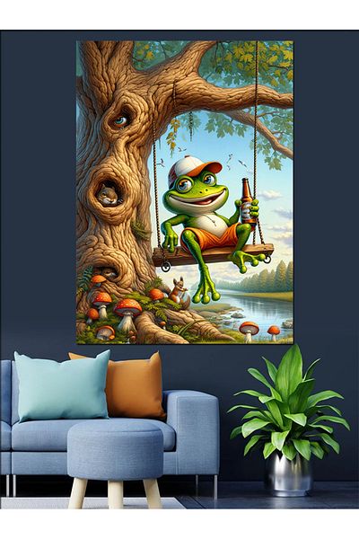 Tablomega Frog and Cicada Decorative Canvas - Mdf Wooden Painting
