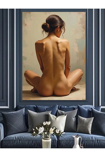 Tablomega Naked Woman Decorative Canvas with Turned Back - Mdf Wooden Painting