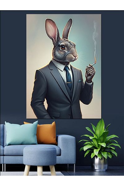 Tablomega Pânză decorativă Rabbit Man - Lemn MDF