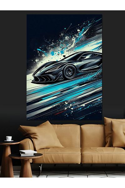 Tablomega Futuristic Race Car Decorative Canvas - Mdf Wood Painting