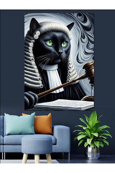 Tablomega Pânză Decorativă Judge Cat - Lemn MDF
